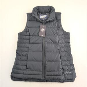 Lands End Womens 600 Down Fill Vest Size XS Black Puffer GorpCore ChoreVest